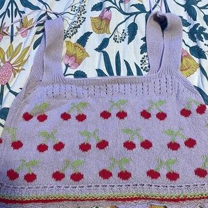 Zara knitted tank top with cherries